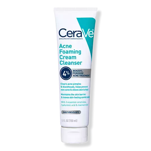 Acne Foaming Cream Cleanser BPO 4% for Acne Prone Skin - CeraVe